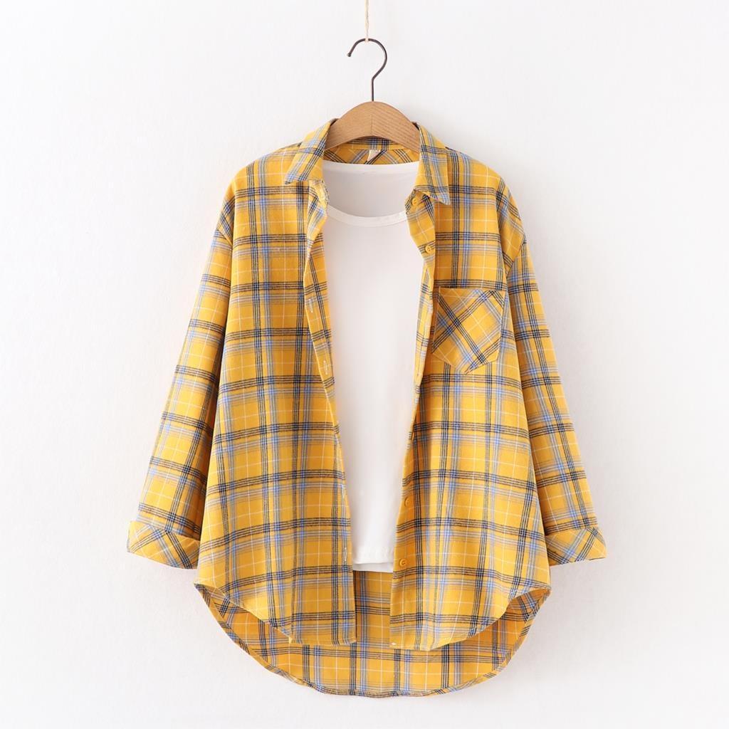 Plaid Shirt Women Loose Plus Size Blouse Female Long Sleeve Blouses Cotton Flannel Casual Shirt Women Tops Blusas