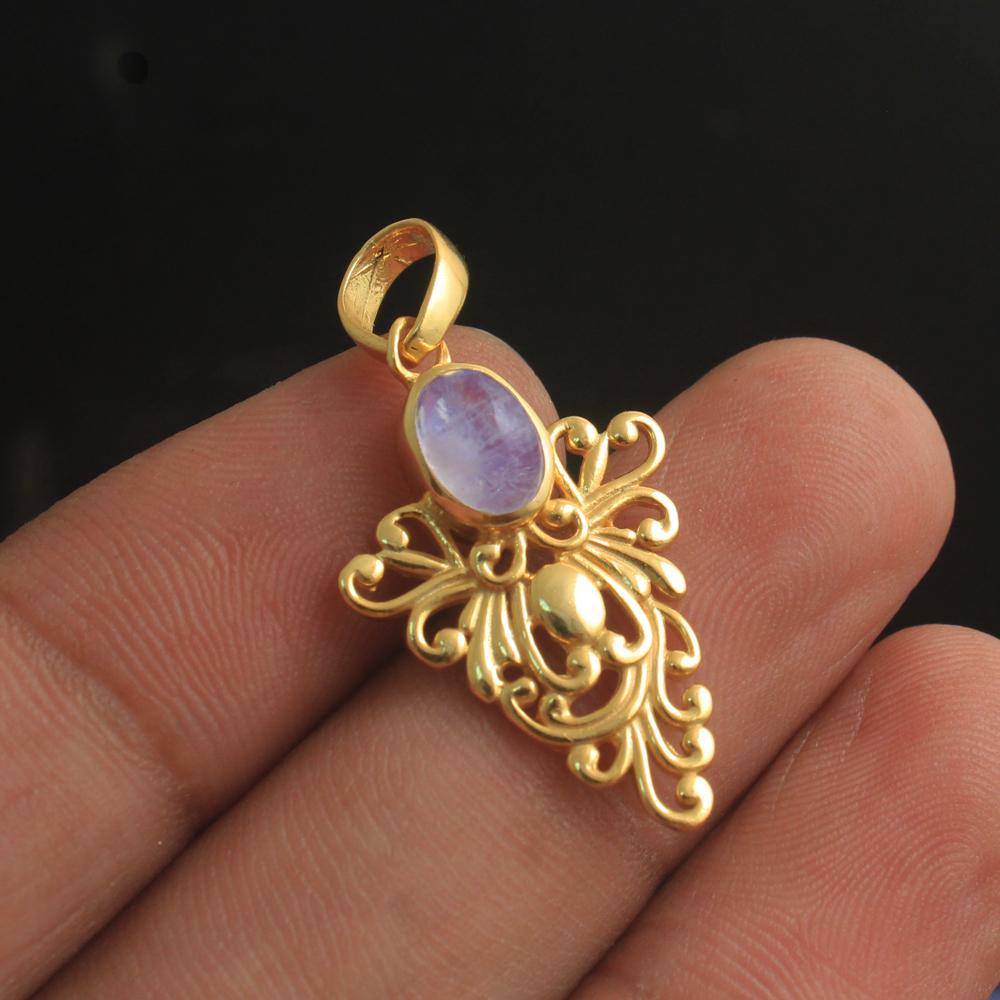 Кулон из желтого золота с лунным камнем, 100% серебро 925 пробы, женские ювелирные изделия с камнем в июне