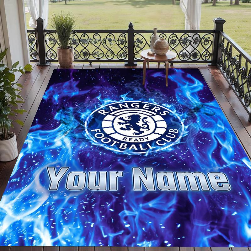 Custom Text Printed Rug Rangers FC Non Slip Floor Carpet For Home Room Decor
