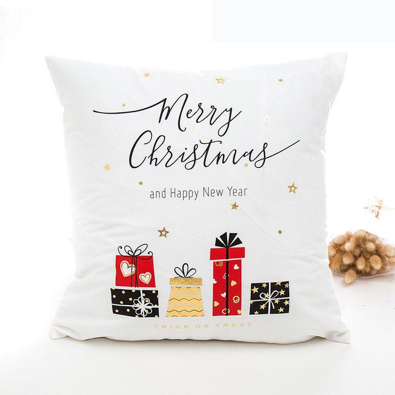 Luxurious Christmas Pillow Case Glitter Cotton Linen Sofa Throw Cushion Cover For Cozy Living