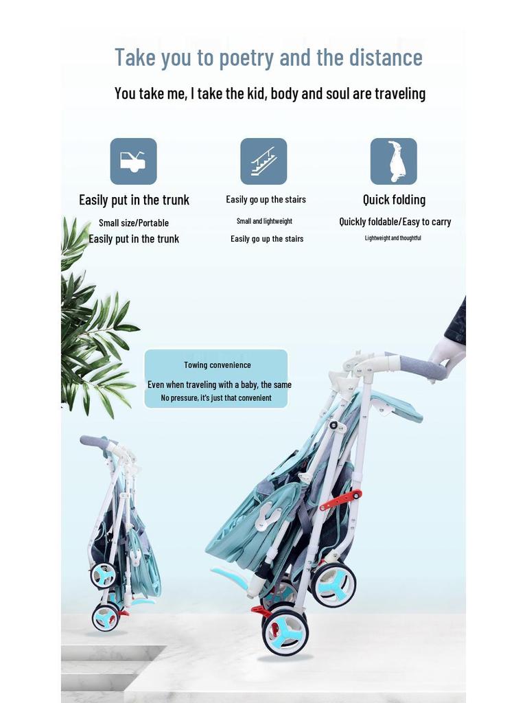 Ultra-Lightweight Foldable Baby Stroller, Sit & Lie Positions, for 0-3 Years