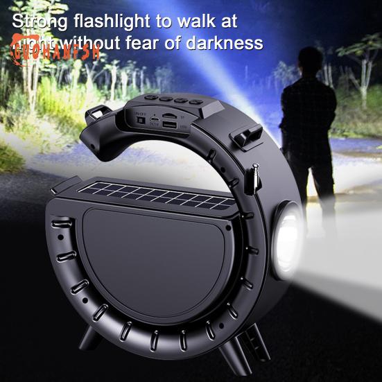 Bluetooth-совместимый динамик с солнечной зарядкой, музыкальным плеером, фонариком и FM-радио — незаменимый помощник для кемпинга на открытом воздухе