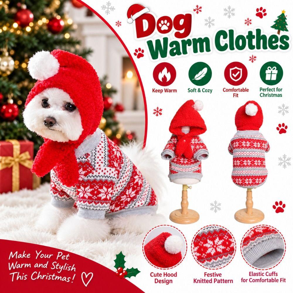 Pet Clothing Dog Christmas Sweater Thick-Warmed Knitted Pullover for Small Medium Dog