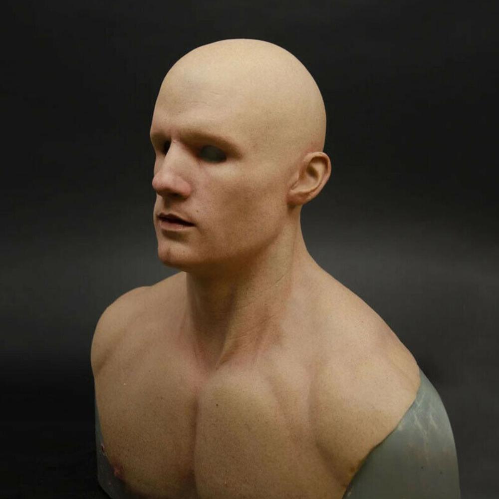 Взрослый латексный мужской чехол для лица, мужская маскировка, косплей, маска, реалистичный реквизит для Хэллоуина