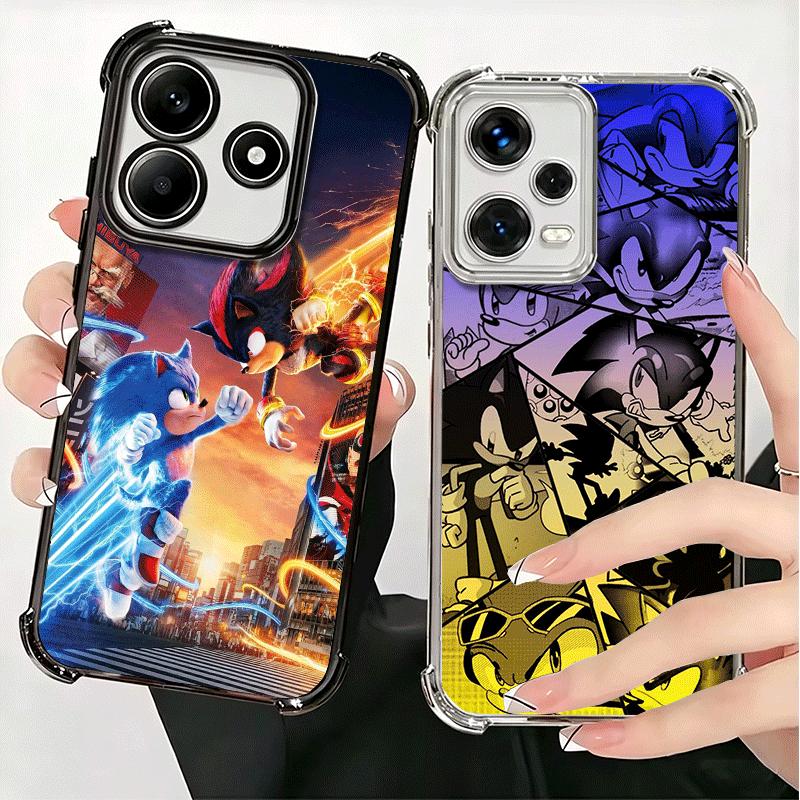 Super S-Sonics Cartoon Soft Phone Case For Xiaomi Redmi Note 14 15 Pro Plus 13 12 11S 11T 5G 10 9S 9 Plating Anti-Fall Fundas