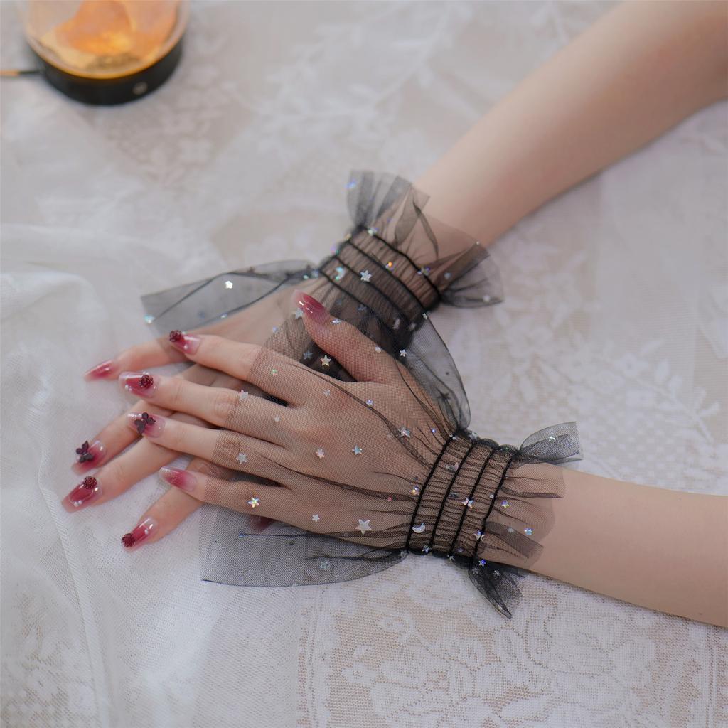 Star Glitters Mesh Arm Sleeves For Nail Photography Studio Breathable Shining Cuff Sleeves Armwear Fashion Accessories