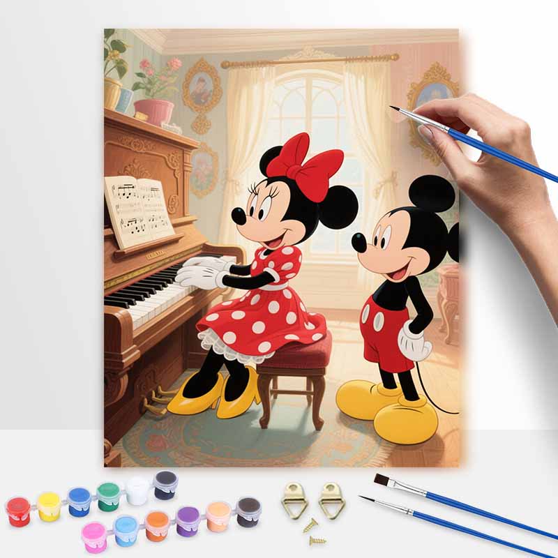 Disney Микки и Минни Маус играют на пианино, масляная живопись по номерам, набор для творчества. ручная работа DIY painting украшение дома подарки