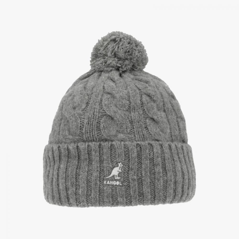 Kangol K4460sm Серая вязаная шапка с помпоном