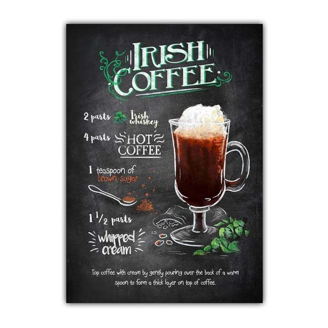 Graffiti Art High Foot Wine Glass Canvas Painting Bar Restaurant Wall Art Cocktail Menu Picture for Living Room Home Decor No Frame