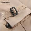 Cinemore 2022 Новый женский плащ, классический двубортный средней длины, британский деловой пояс, верхняя одежда, женские пальто, топы 82012