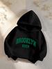 Boys' Fleece-Lined Warm Hooded Pullover – "BROOKLYN USA" Letter Print – Casual Athletic Sweatshirt for Autumn/Winter