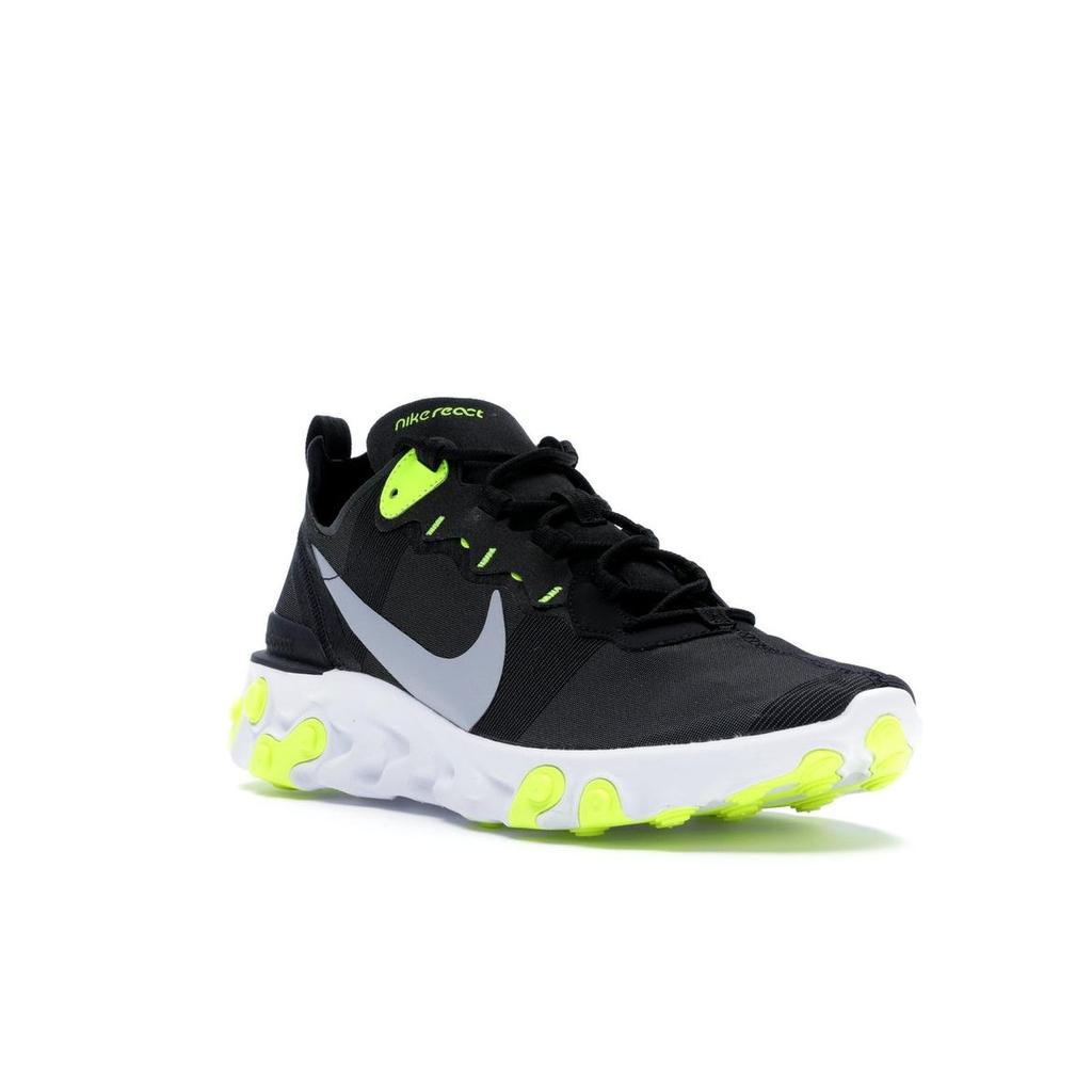 Nike React Element 55 Black Volt Мужские кроссовки Wolf-Grey-Volt-White BQ6166-001