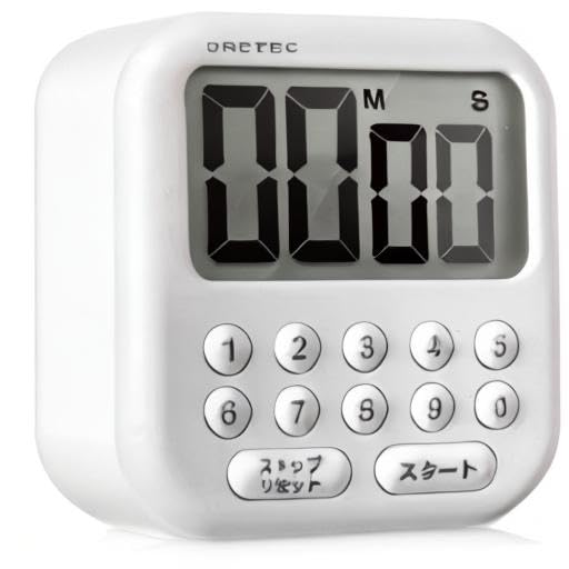 dretec Таймер с большим экраном, максимальное время установки 99 минут 99 секунд, функция отсчета времени, функция повтора, Пузырь 10, Белый, T-544WT