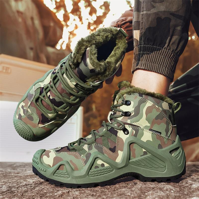 Модные охотничьи тактические ботинки, мужские осенне-зимние ботинки на шнуровке для походов, зимние теплые и водонепроницаемые ботинки, камуфляжная рабочая одежда для активного отдыха
