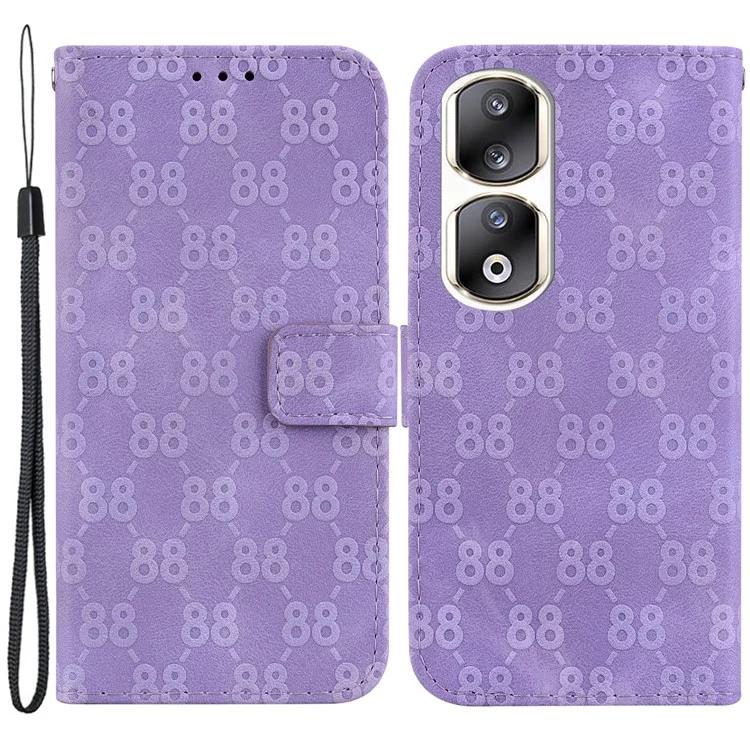 Shockproof Leather Cover for Honor 90 Pro Double 8-Shape Imprinted Wallet Stand Phone Case