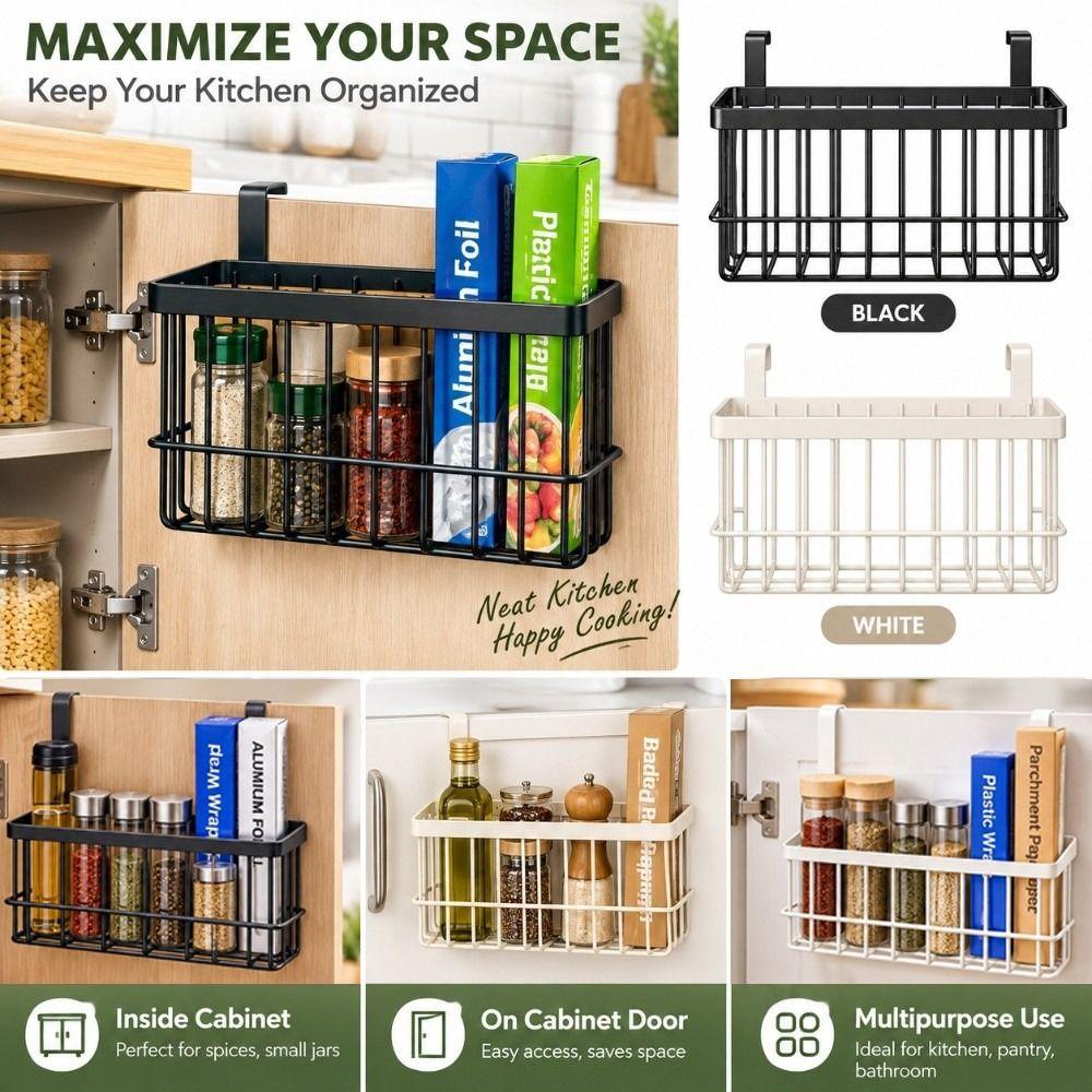No Drill Hanging Storage Basket Hanging Organizer Wire Metal Rack Side Storage Rack Kitchen Pantry