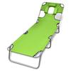 VidaXL Chaise Longue with Head Cushion Powder-coated Steel Green