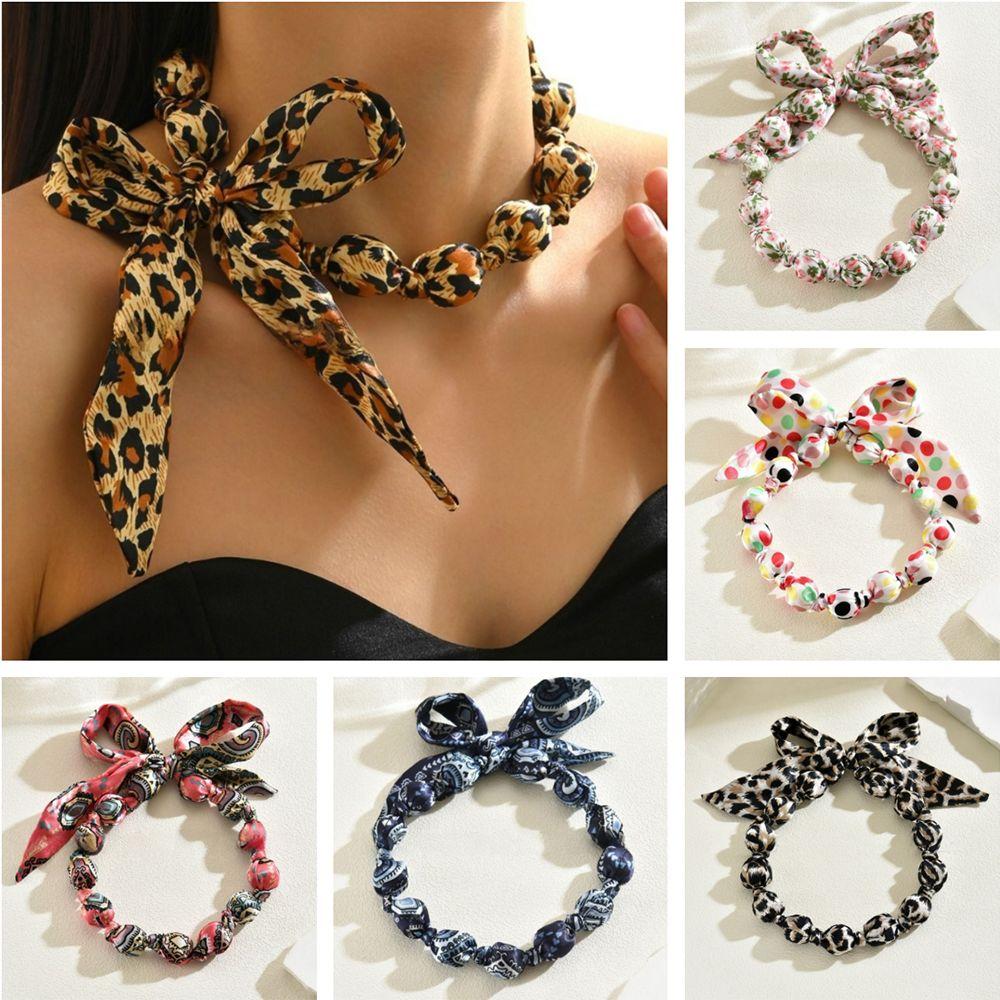 Floral Printed Boho Style Neckerchief Bohemia Style Clavicle Collar Women Scarf Necklace  Party