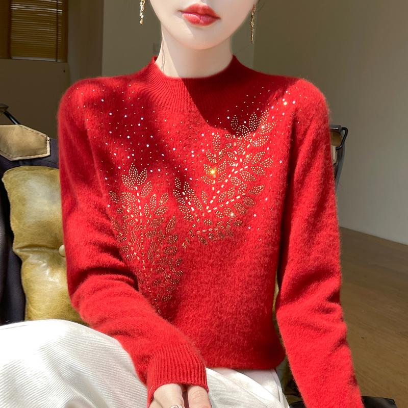 Женский кашемировый свитер Qinghe Cashmere 30% кашемир 70% шерсть Осень и Зима Пуловер Теплый и Модный