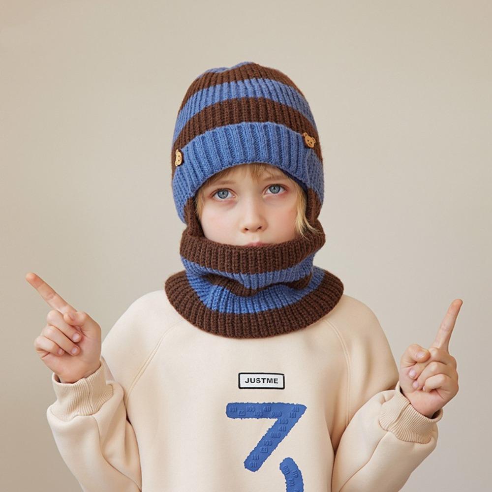 2pcs Neck Warmer Children Hat Scarf Set Fleece Lining Children Winter Hat Scarf  for Winter