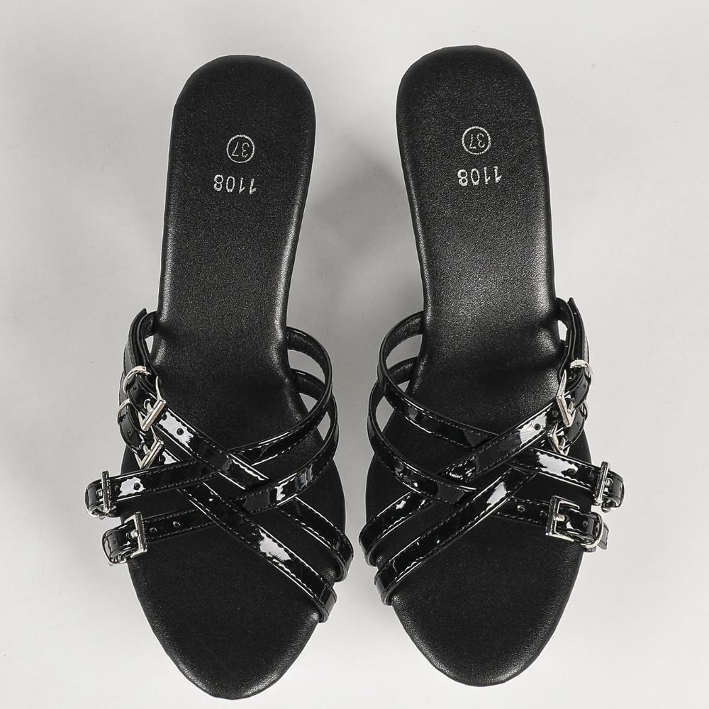 11cm Platform Block Heel Sandals, Transparent Crystal Sexy Nightclub Footwear, T Stage Model Ultra High Heels LFD-1108WG-B19