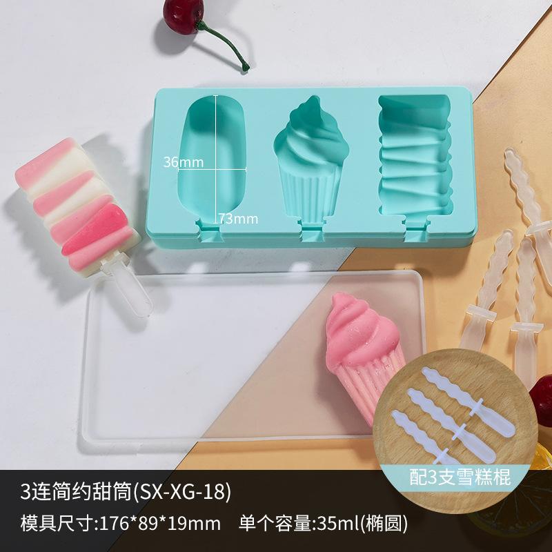 Silicone Ice Cream Mold Maker 4 Holes Popsicle Cube Chocolate Tray Molds Gem Mould Valentine's Day Gift Diamond Baking Tools