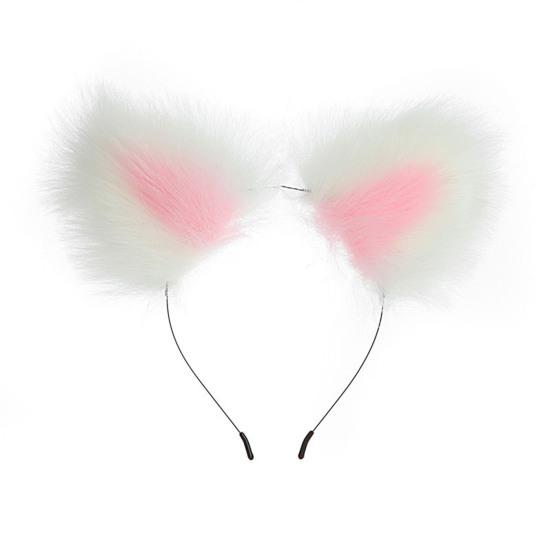 Плюшевый ободок с кошачьими ушками Прочный металлический ободок Универсальный дизайн Обруч для волос Реквизит для косплея Аксессуар для волос