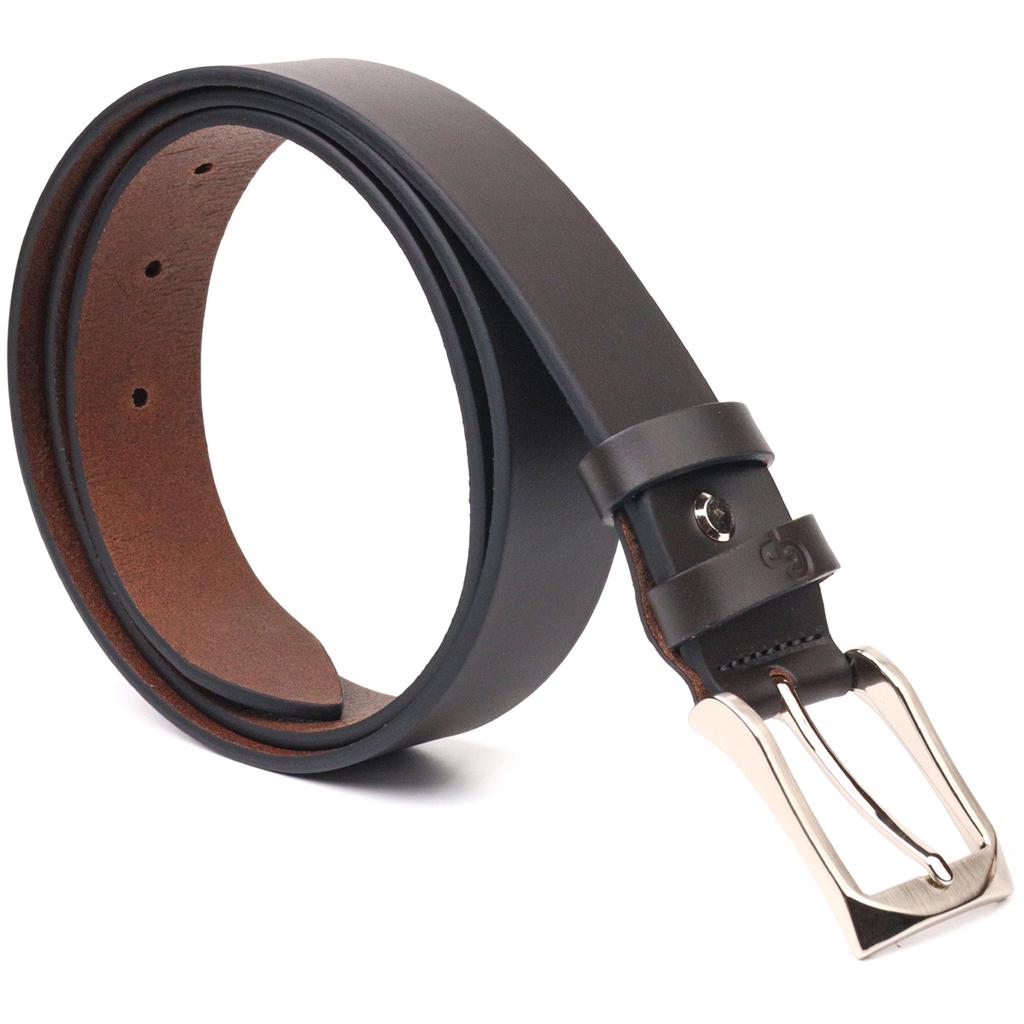 Стильный брючный мужской кожаный ремень GRANDE PELLE Leather Belt 21449 Коричневый