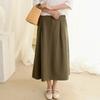 Женские винтажные юбки, однотонные весенние повседневные юбки трапециевидной формы с пуговицами и мягкими карманами