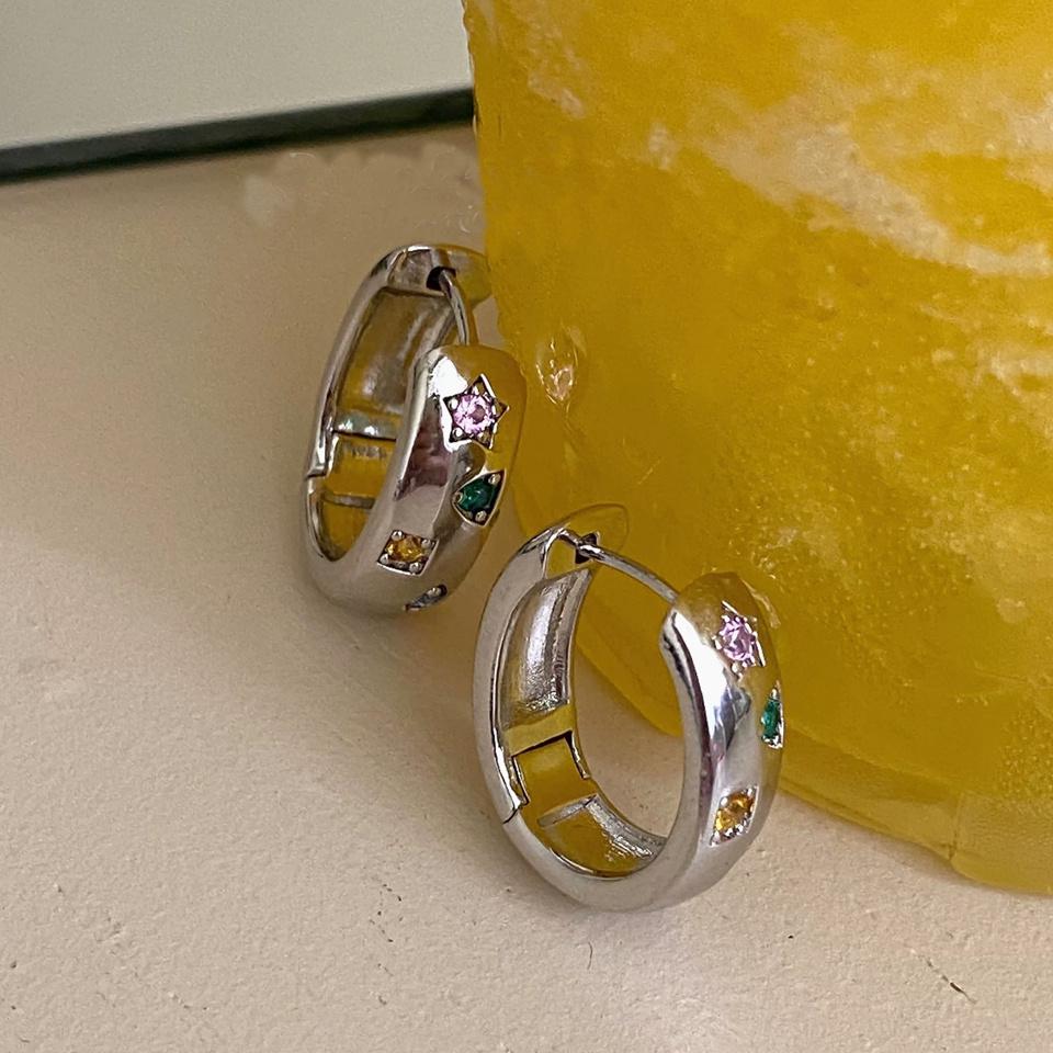 Красочные серьги-кольца «Радуга» для женщин, Кристально очаровательные свадебные серьги для женщин, Перфорированные ювелирные подарки.