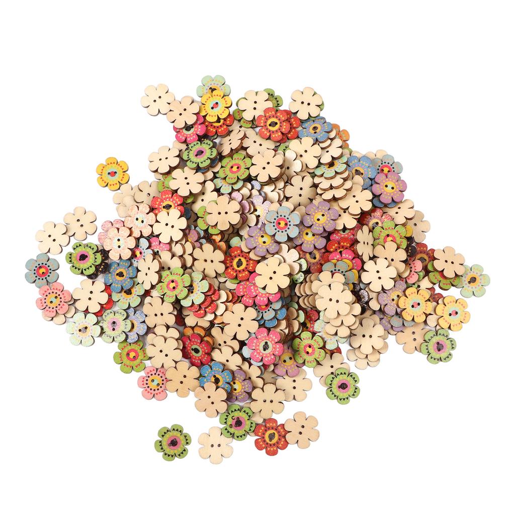 Flower Buttons Retro Rich   Vivid Colors   Wood Wide Application Craft Buttons for Clothing Bag