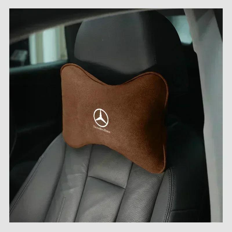 Suede Car Seat Neck Pillow Headrest Head Rest Relax Protector For Mercedes Benz AMG W203 W206 W220 W205 W211 W212 W201 W210 W108 JKLMP1