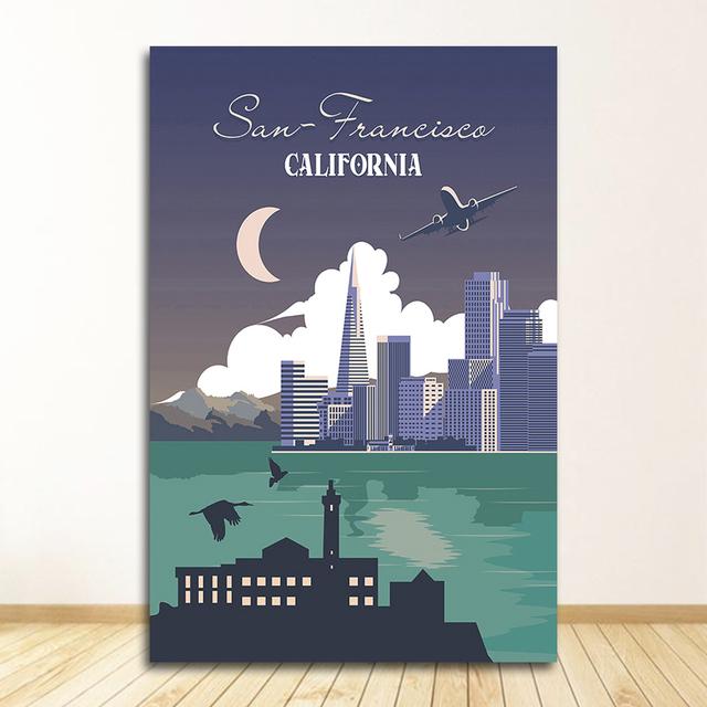 Пейзаж, холст, живопись, настенные картины, домашний декор, скандинавский винтажный постер с городами для путешествий, Нью-Йорк, Нидерланды, Амстердам, Лондон, без рамки