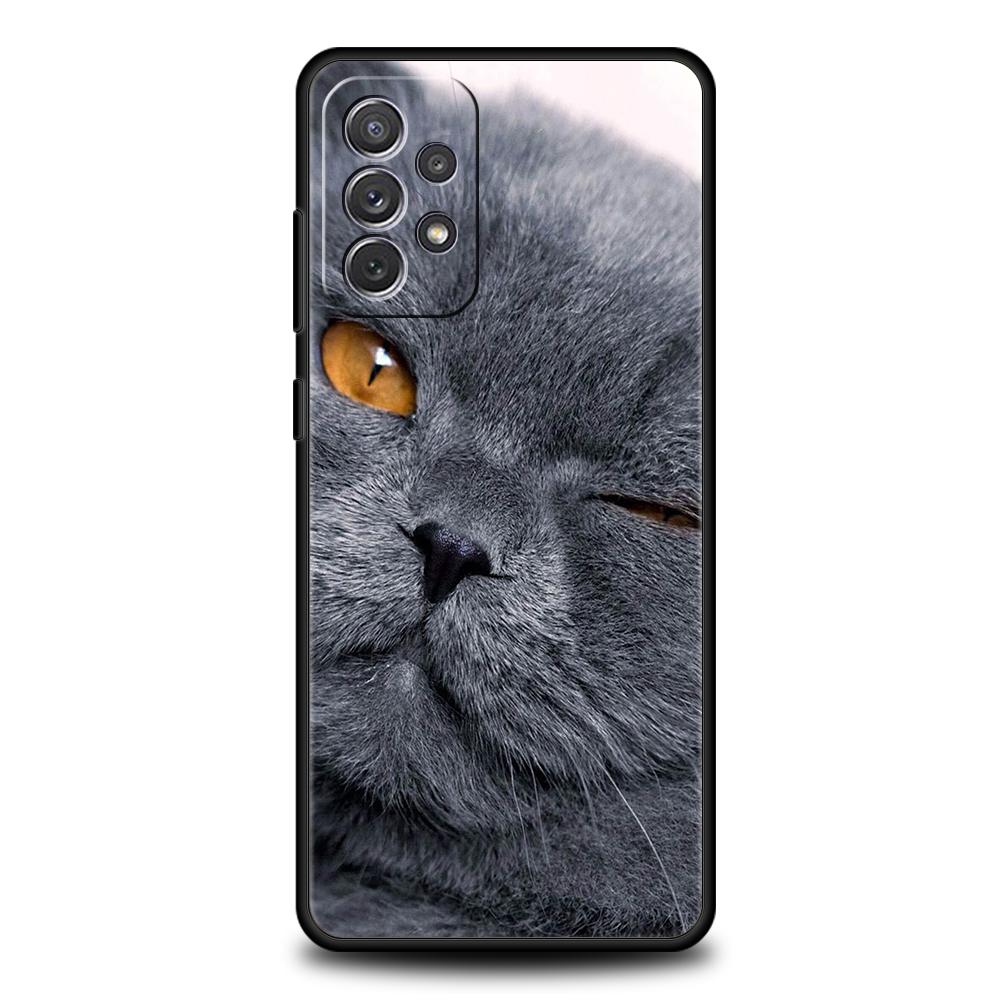 Чехол для британской короткошерстной кошки для Samsung A24 A12 A14 A32 A50 A70 A20E A20S A10 A10S A22 A30 A40 A34 A54 A42 A52 5G A04s A72