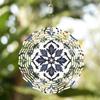 Blue White Porcelain Metal Wind Chime with Intricate Floral Design for Garden Lawn Indoor Outdoor Decor All Seasons Hanging Ornament