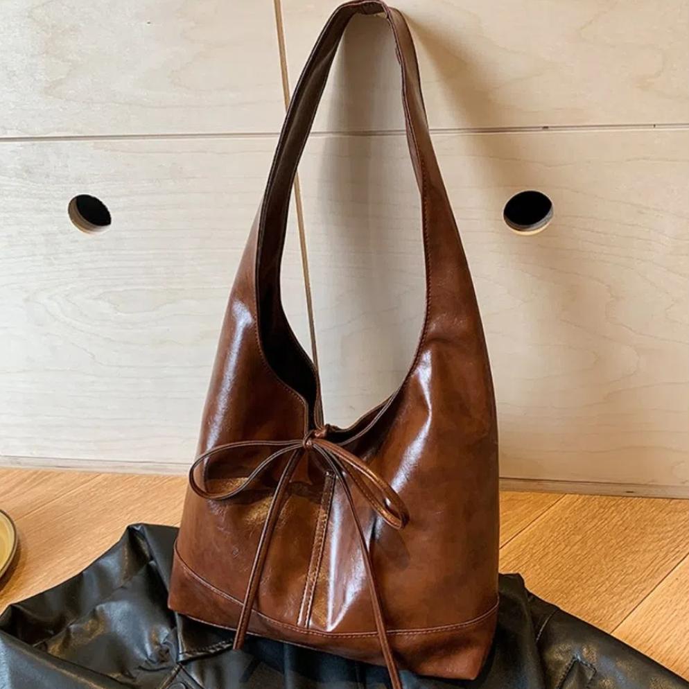 New Deisgn Y2k Shoulder Bag Large Capacity Leather Tote Bag Fashion Bow Underarm Bags  Handbag