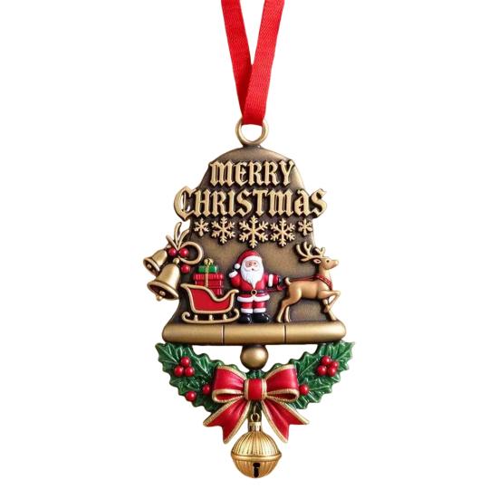 Рождественские украшения Двусторонний акриловый Санта Клаус Колокольчик Подвесной декор для дерева дома магазина Праздничное украшение для праздничной вечеринки