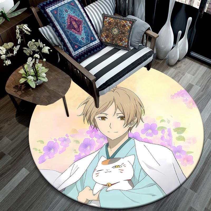 Natsume's Book of Friends Round Area Rug,Carpet Rug for Living Room Bedroom Sofa Playroom Decor,Non-slip Floor Mat