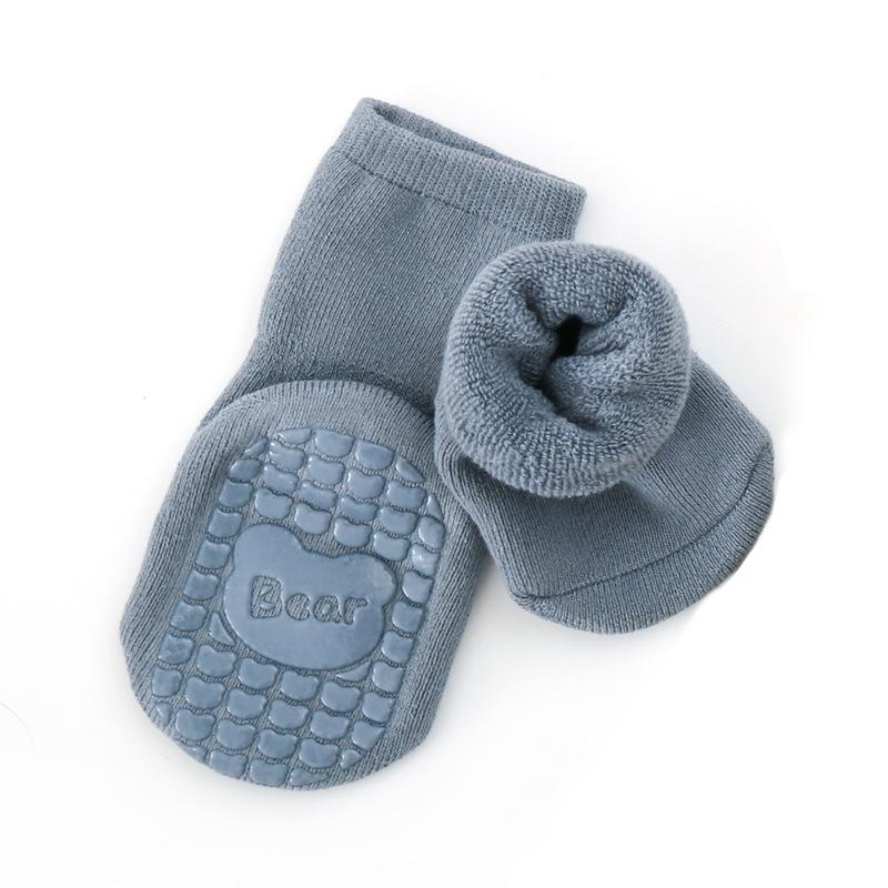 Детские носки Осень/Зима, утолщенные теплые шерстяные носки средней длины с петлями для мальчиков и девочек, обучающихся ходить, с утепляющими напольными носками, хлопковыми носками