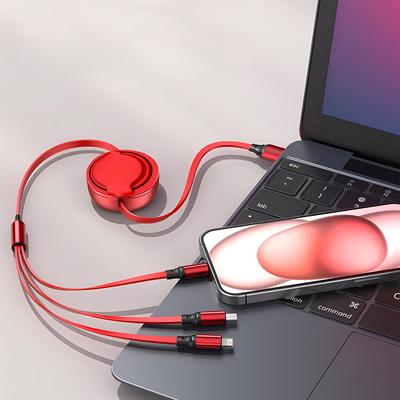 3-в-1 Выдвижной USB-кабель Быстрая зарядка и Синхронизация данных Шнур для iPhone Samsung Huawei Xiaomi Многопортовый Зарядный кабель