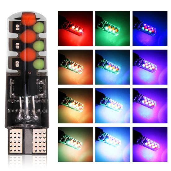 2шт T10 RGB COB светодиодный автомобильный градиентный пульт дистанционного управления мигающий свет габаритный фонарь