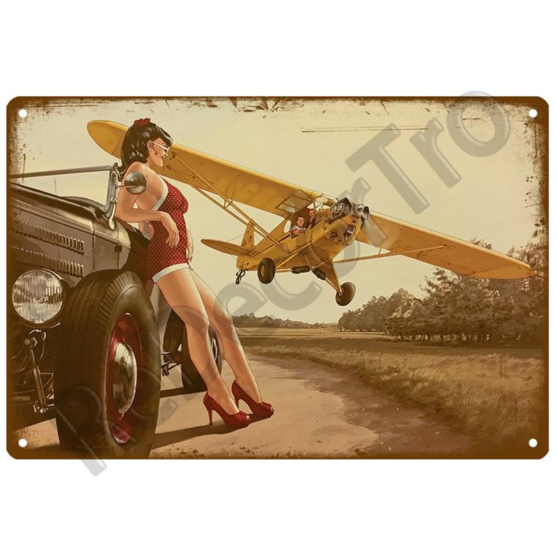 Airplane Retro Decorative House Metal Sign Plate Posters On The Wall Tin Sign Vintage Poster Decor Wall Art Room Decoration