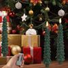 4Pcs LED Flameless Christmas Tree Taper Candles with Remote Control 3D Flame Flickering Window Candlesticks Set