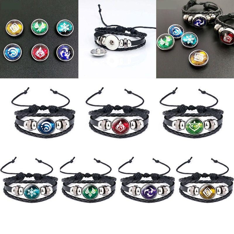 Светящийся браслет Genshin Impact с регулируемым ремешком из искусственной кожи для свечения в темноте