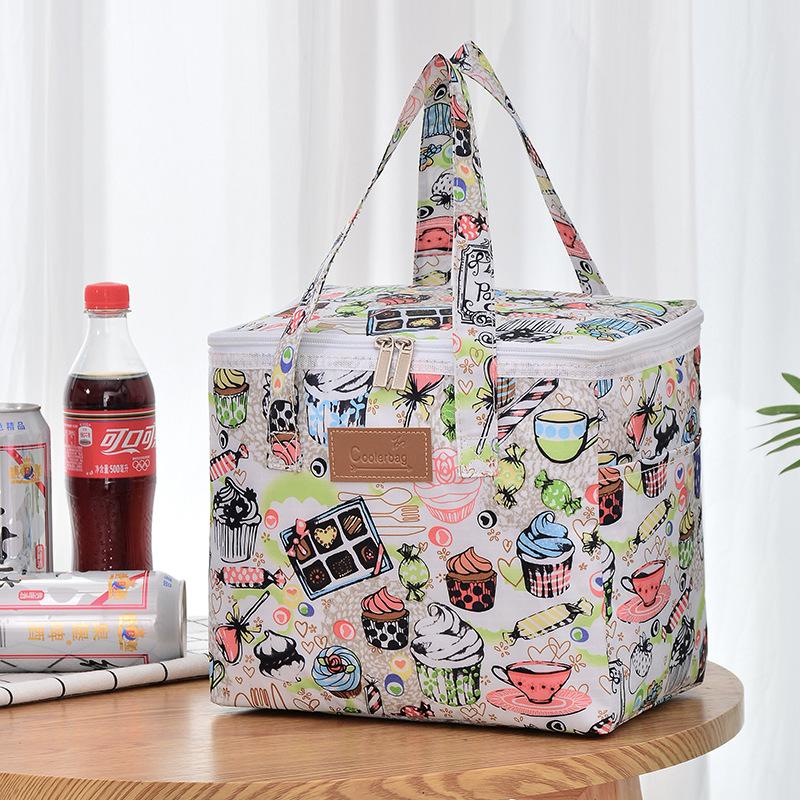 Oxford 4 Pockets Cooler Bag, Portable Handheld Insulated Lunch Bag, Outdoor Picnic Thermal Food Carrier