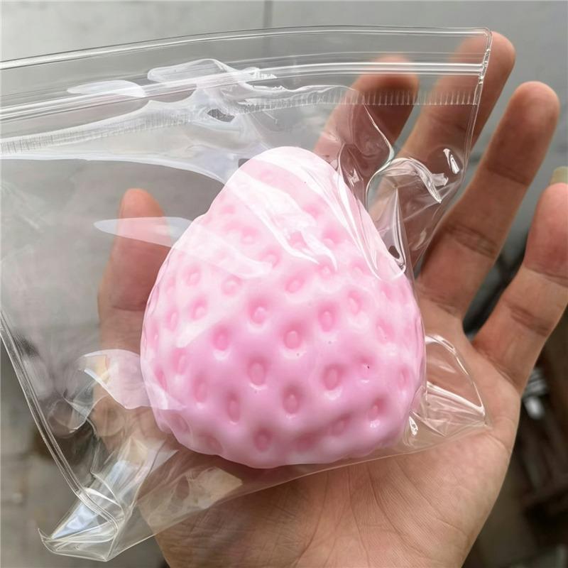 Розовая Прозрачная Клубничная Игрушка-Антистресс - Блестящая Прозрачная Фруктовая Сквиши для Снятия Стресса