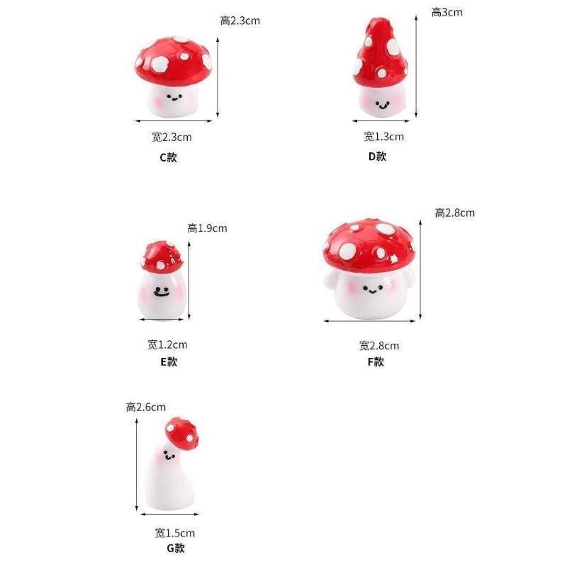 7Pcs Creative Mini Mushroom Moss Micro Landscape Decoration Jewelry with Succulent Plant Flower Decoration