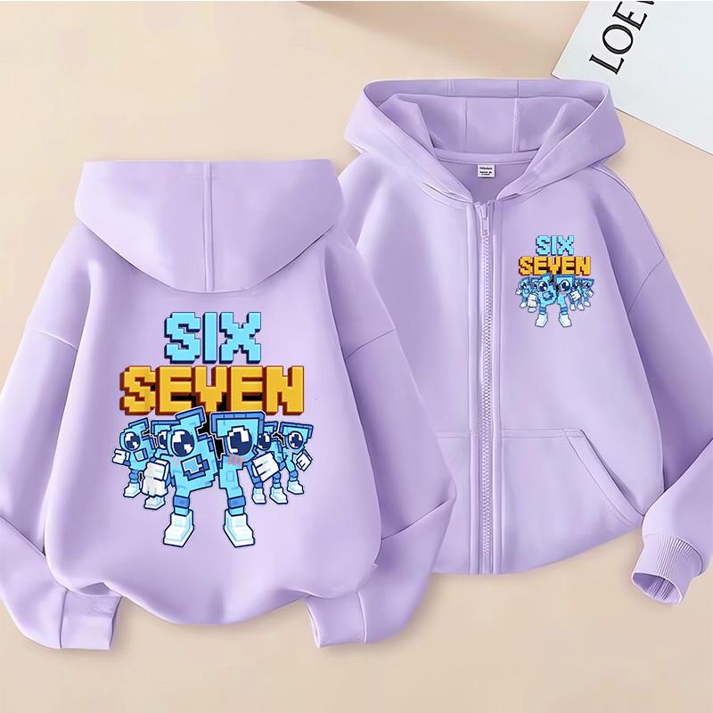 New Six Seven Zip Up Hoodies Children's Funny 67 Brainrot Sweatshirts Kid Girl Boy Zipper Hoody Casual Fashion Tops