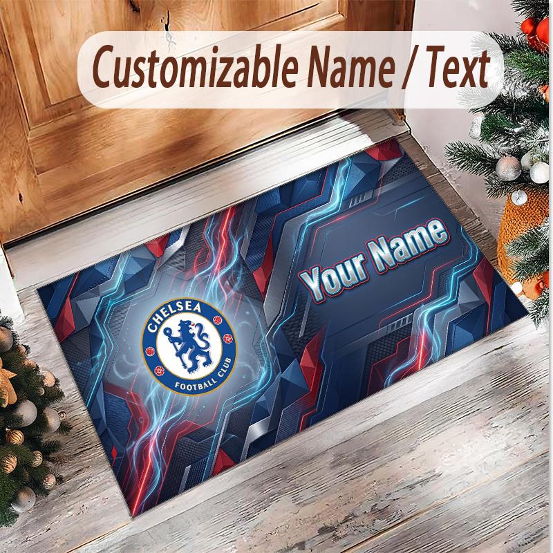 Personalized Crystal Velvet Carpet Chelsea FC Pattern Non Slip Floor Rug