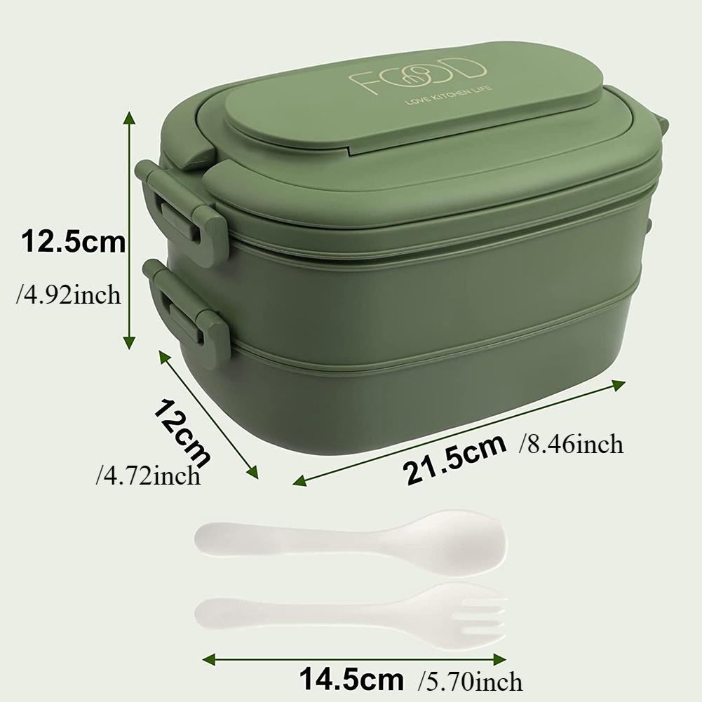 Lunch Box Leakproof Bento Box for Kids Adults Cutlery Set Bento Boxes for Kid Men Women Adults Working Schools Green